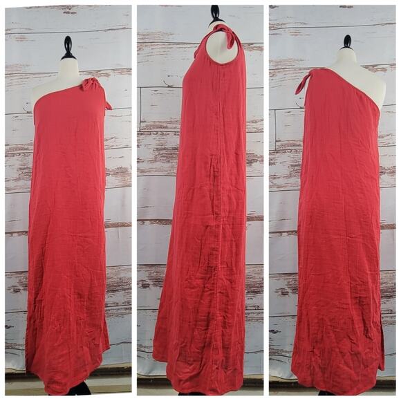 NWT Hush One Shoulder Dress Cotton Red UK 10 = US 6 - Picture 1 of 9
